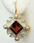14k Renaissance Garnet and Pearl Earrings