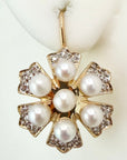 Crest 14k Gold, Diamond and Pearl Earrings