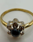 Flower 14k Gold, Sapphire and Diamond Ring