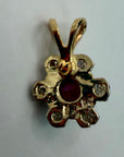 14k Ruby and Diamond Flower Pendant