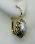 Britannia 14k Gold and Pearl Earrings
