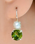 La Bohème Peridot and Pearl Silver Earrings