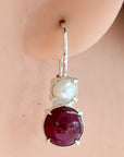 La Bohème Ruby and Pearl Silver Earrings