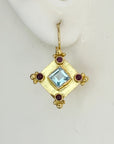 Highcastle Blue Topaz and Garnet Earrings