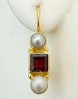 14k Banbury Garnet and Pearl Earrings