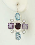 Venetian Cross Blue Topaz and Amethyst Earrings
