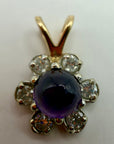 14k Amethyst and Diamond Flower Pendant
