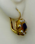 Mediterranean 14k Gold, Lapis and Pearl Earrings