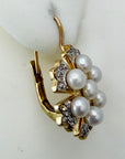 Crest 14k Gold, Diamond and Pearl Earrings