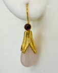 14k Rose Quartz Drop Earrings
