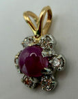 14k Ruby and Diamond Flower Pendant