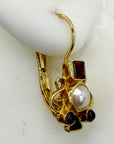 14k Madrigal Garnet and Cultured Pearl Earrings