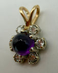 14k Amethyst and Diamond Flower Pendant