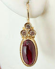 Red Brick 14k Gold, Garnet and Diamond Earrings