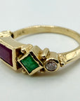 Pollaiuolo 14k Gold, Ruby, Emerald and Diamond Ring