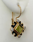 14kヴェネツィアペリドットとダイヤモンドのイヤリング(0.25ct)