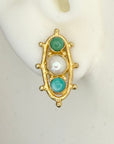 Soho Square Turquoise and Cultured Pearl Earrings