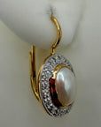 14k Artemis Pearl and Diamond Earrings (.20ct)