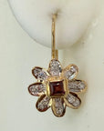 14k Comderella Diamond and Garnet Earrings (.25ct)