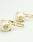 14k Eye Of Pearl Earrings