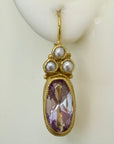 Balmoral Castle 14k Gold, Amethyst and Pearl Earrings