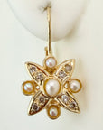 Wildflower 14k Gold, Diamond and Pearl Earrings