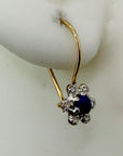 14kラピスとダイヤモンドフラワーピアス(.07ct)