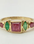 St Patrick 14k Gold, Garnet, Ruby & Emerald Ring
