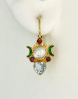 Marie De Bourgogne Pearl Blue Topaz Earrings