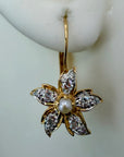 14k Phoebe Diamond and Pearl Earrings (.60ct)