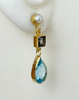 Sarah Siddons Blue Topaz, Iolite and Pearl Earrings