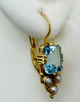 14k Annabel Lee Blue Topaz and Pearl Earrings