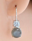 La Bohème Grey Moonstone and Cubic Zirconia Silver Earrings