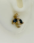 Flutter 14k Gold, Diamond and Sapphire Earrings