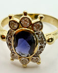 14k Eleanor of Aquitaine Iolite and Diamond Ring