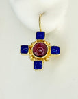 Domenica of Lombardy Garnet and Lapis Earrings