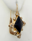 Monte Carlo 14k Gold, Onyx and Diamond Earrings