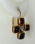 Canterbury 14k Gold, Garnet and Diamond Cross Earrings