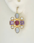 Cellini Cross Opal, Amethyst and Pearl Earrings