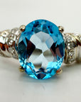 14k Queen of Sheba Blue Topaz and Diamond Ring