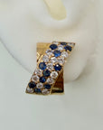 Ribbon 14k Gold, Sapphire and Diamond Earrings
