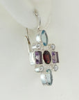 Venetian Cross Blue Topaz and Amethyst Earrings