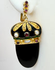 Nicholas I Onyx, Garnet and Pearl Earrings