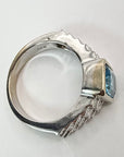 14k Fred Astaire Blue Topaz and Diamond Ring