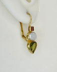 Fanny Kemble Peridot, Pearl and Garnet Earrings
