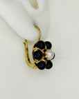 Onyx and Pearl Blossom Earrings