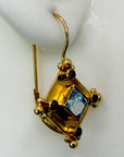 14k Highcastle Blue Topaz and Garnet Earrings