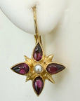 14k Gold Eleonora Duse Garnet and Pearl Earrings
