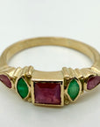 St Patrick 14k Gold, Garnet, Ruby & Emerald Ring