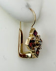 Admiralty Arch 14k Gold, Garnet and Diamond Earrings